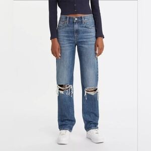 Levi's Low Pro Straight Jeans Ripped Knees Sz 31